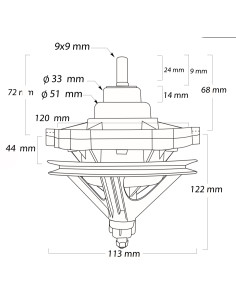 Transmisión 2 tinas eje cuadrado, GBW10059C. 2