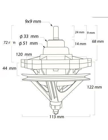 Transmisión 2 tinas eje cuadrado, GBW10059C.