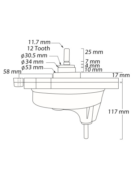 Transmisión 2 tinas Daewoo, GBW70064C, eje estriado 11 dientes.