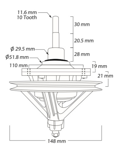 Transmisión 2 tinas GBW61443, eje estriado 10...