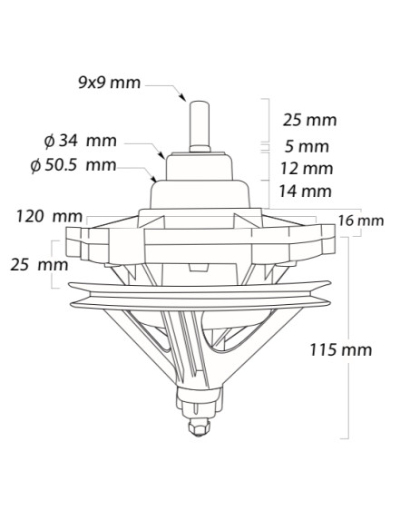Transmisión 2 tinas Mabe, GBW40726C, eje cuadrado.
