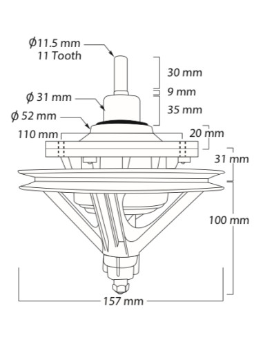 Transmisión 2 tinas Electrolux, eje estriado 11...