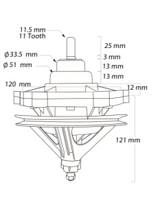 Transmisión 2 tinas eje corto estriado 11 dientes,... 2
